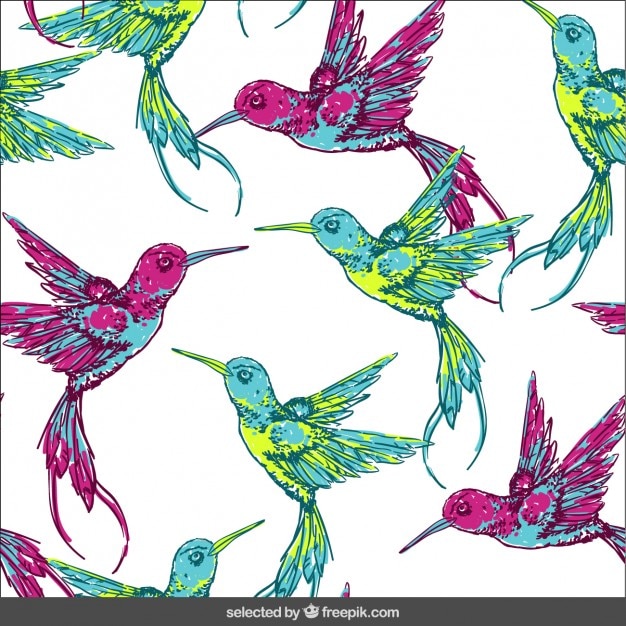 Free vector pattern with tropical birds