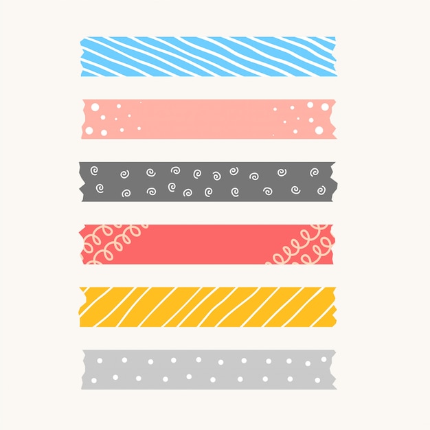 Free vector patterned cute ribbons or torned paper tape set