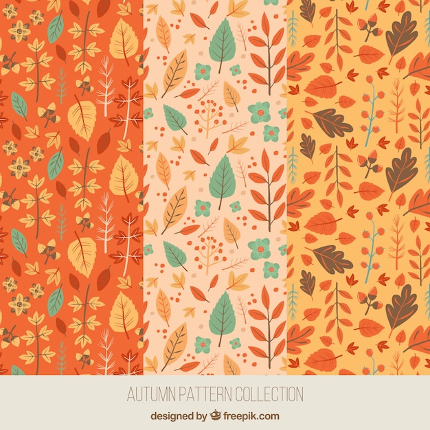 Free Vector patterns for autumn with leaves