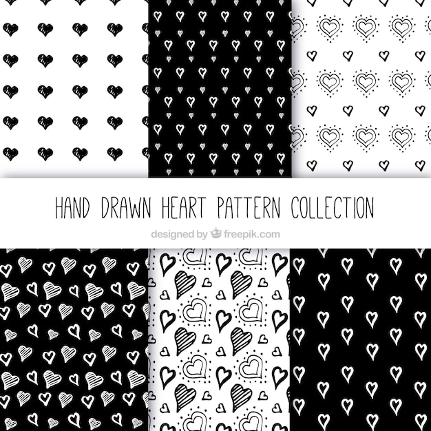 Patterns collection of hearts sketches