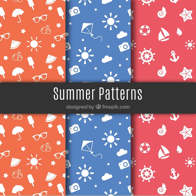 Patterns of colors with summer objects