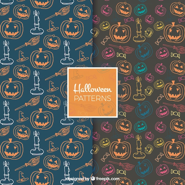 Free vector patterns of halloween drawings