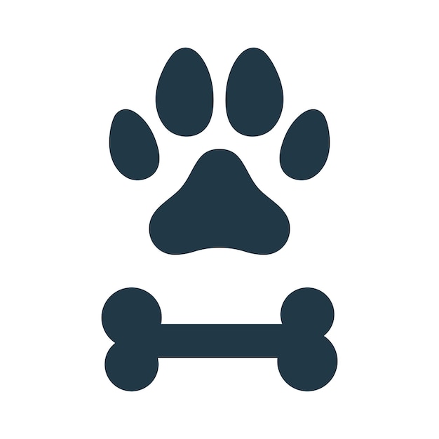 Free vector paw print with bone