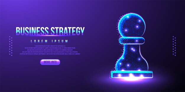 Pawn chess, business strategy low poly wireframe