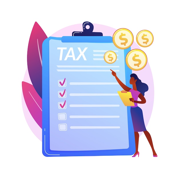 Paying taxes. Receipt with cost. Bill payment, receiving invoice, economic report. Budget accounting. Loan and credit management. IRS form.  isolated concept metaphor illustration.