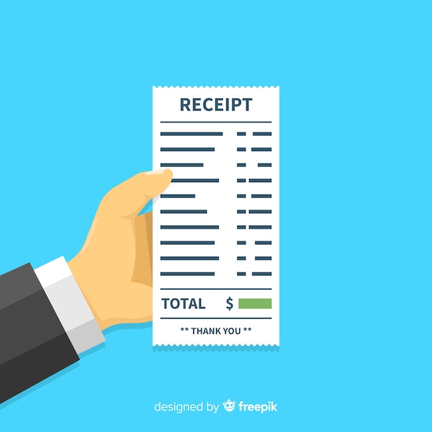 Free Vector payment receipt template with flat design