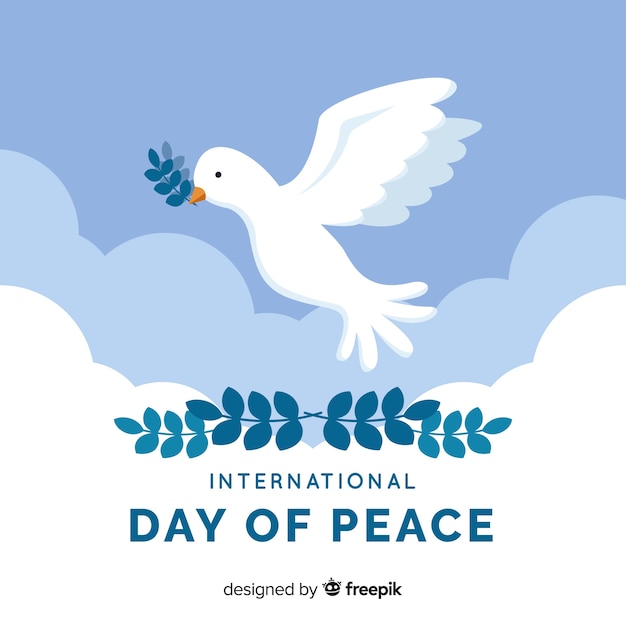 Peace day background with white dove