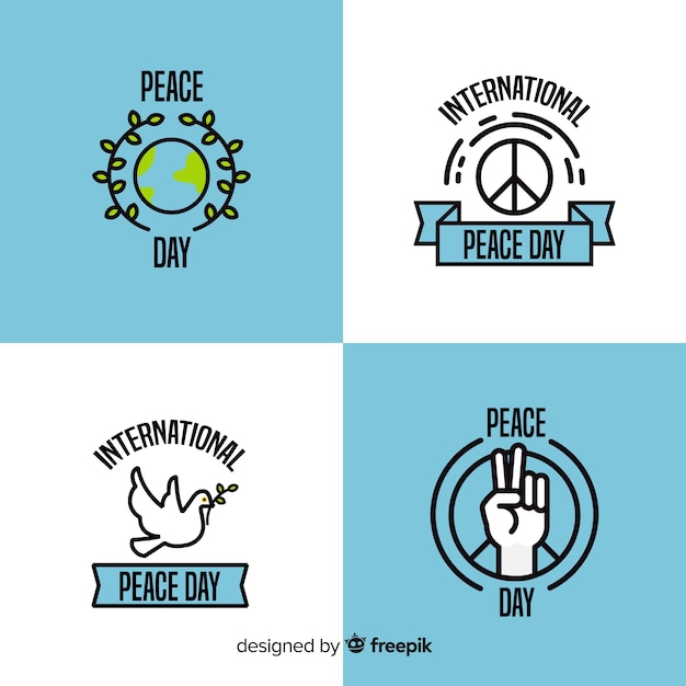 Peace day badge collection with flat design