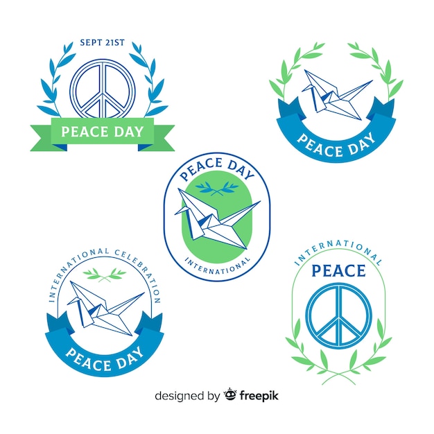 Free Vector peace day badge collection