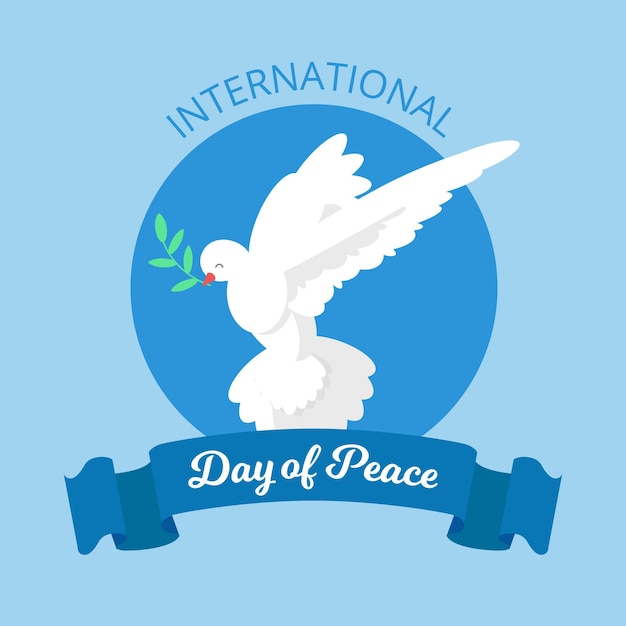 Peace day celebration with dove flat design