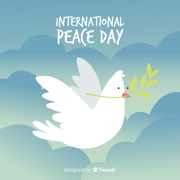 Free vector peace day concept with hand drawn dove