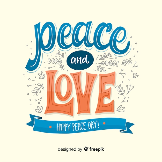 Free Vector peace day concept with lettering