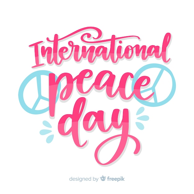 Peace day concept with lettering