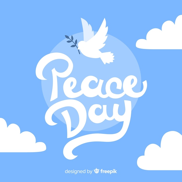 Peace day concept with lettering