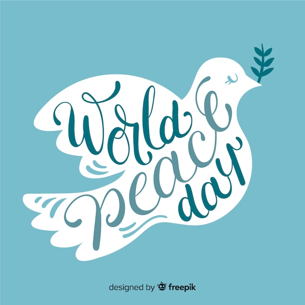 Peace day concept with lettering