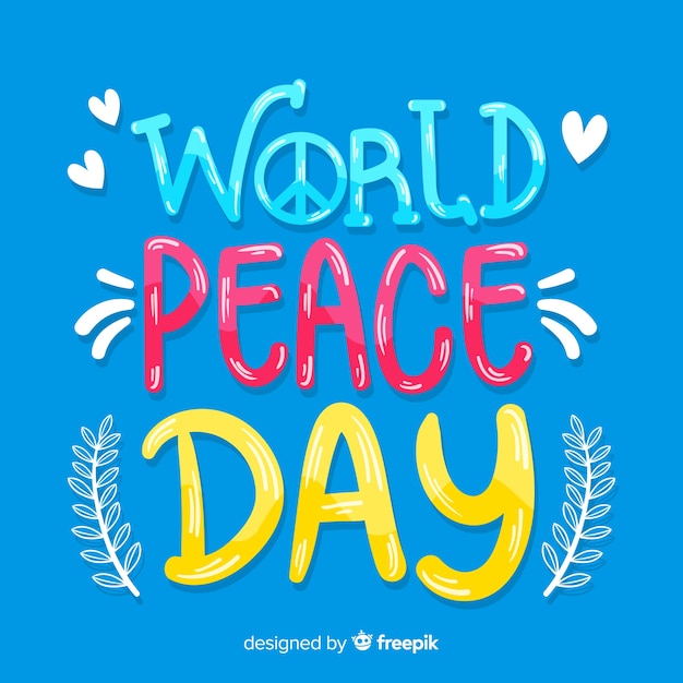 Free Vector peace day concept with lettering