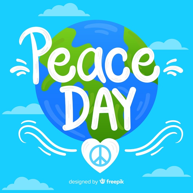 Peace day concept with lettering