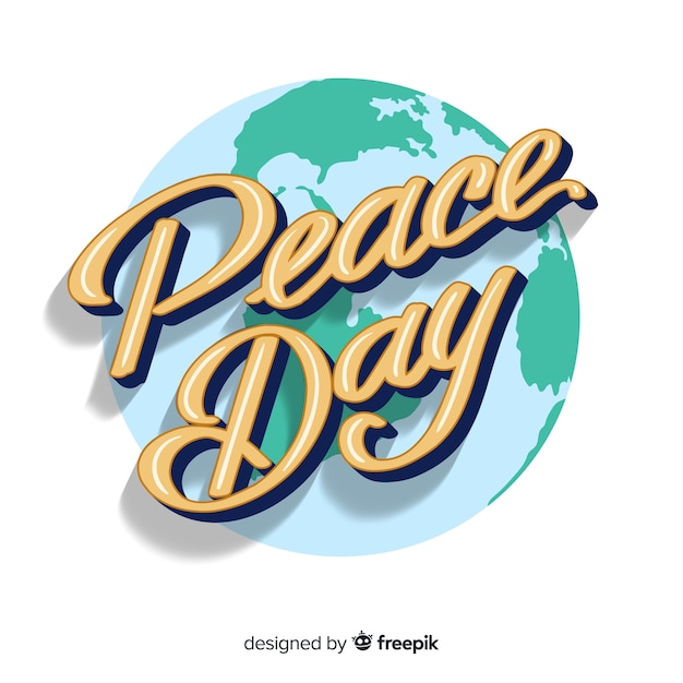 Peace day concept with lettering