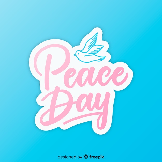 Peace day concept with lettering