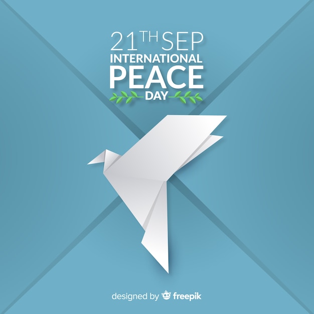 Peace day concept with origami dove