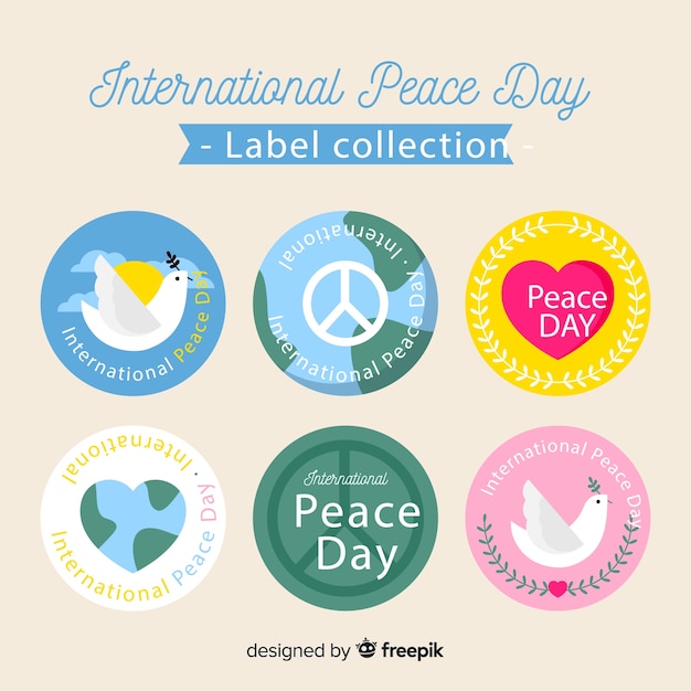 Free Vector peace day label collection