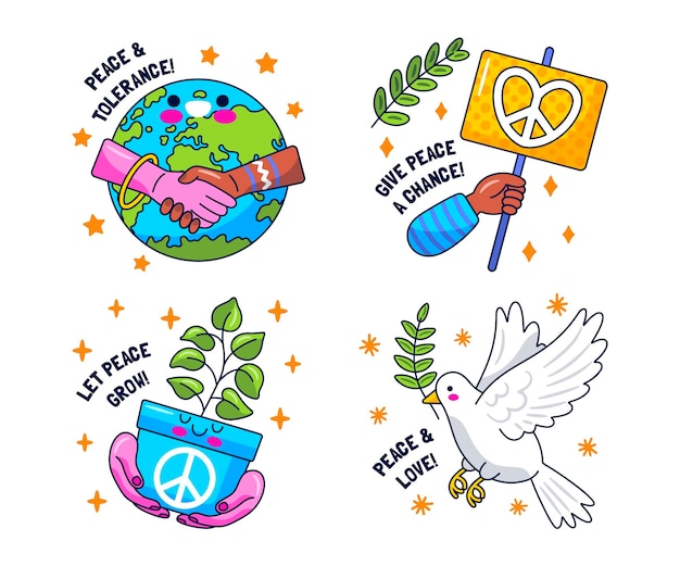 Free Vector peace glizty illustration stickers