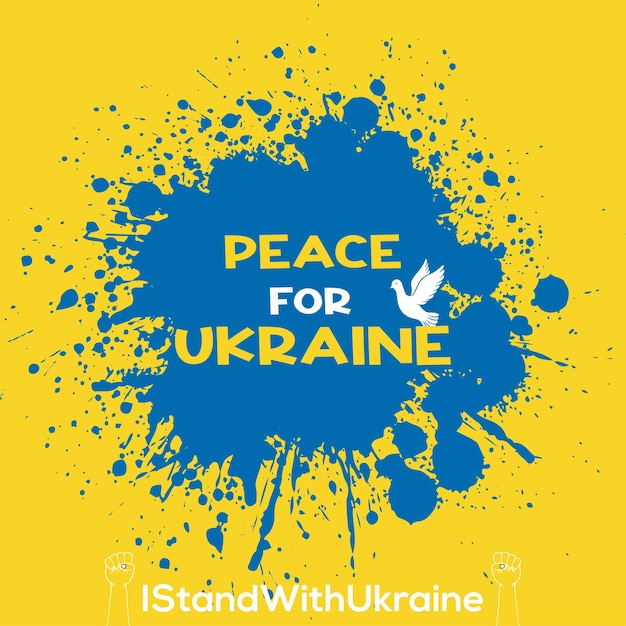 Peace For Ukraine Blue Yellow White Background Social Media Design Banner Free Vector