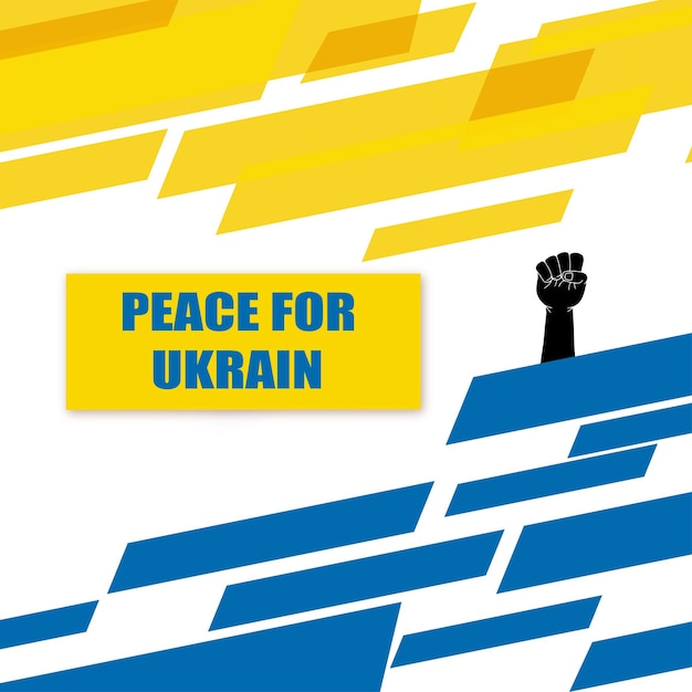 Peace For Ukraine Blue Yellow White Background Social Media Design Banner Free Vector