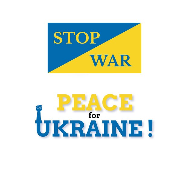 Peace For Ukraine Blue Yellow White Background Social Media Design Banner Free Vector