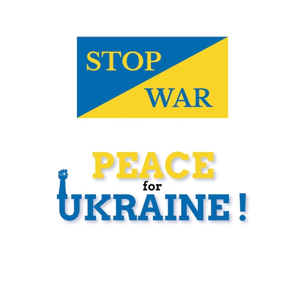 Peace For Ukraine Blue Yellow White Background Social Media Design Banner Free Vector