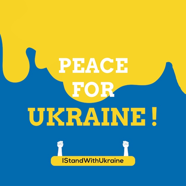 Peace For Ukraine Blue Yellow White Background Social Media Design Banner Free Vector