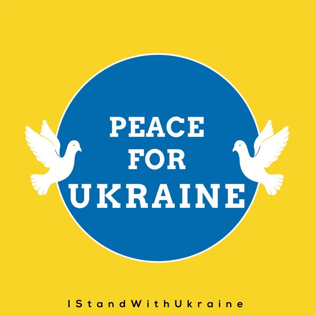 Peace For Ukraine Blue Yellow White Background Social Media Design Banner Free Vector