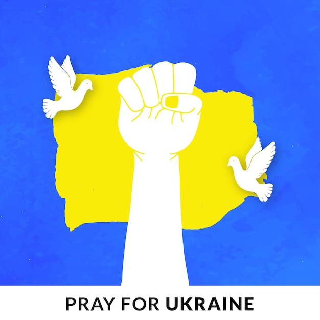 Peace For Ukraine Blue Yellow White Background Social Media Design Banner Free Vector