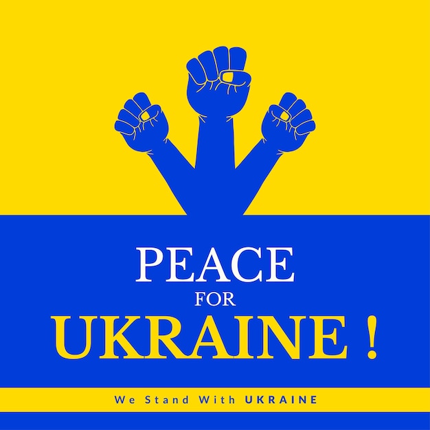 Peace For Ukraine Blue Yellow White Background Social Media Design Banner Free Vector