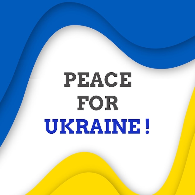 Peace For Ukraine Blue Yellow White Background Social Media Design Banner Free Vector