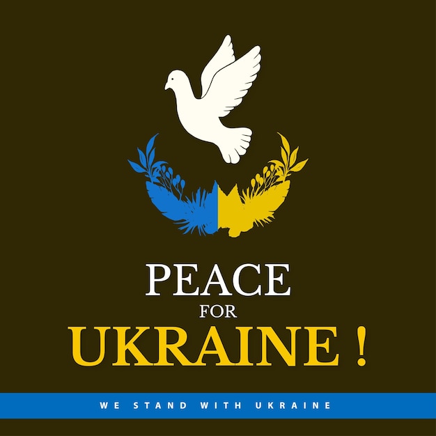 Peace For Ukraine Yellow Blue White Green Background Social Media Design Banner Free Vector