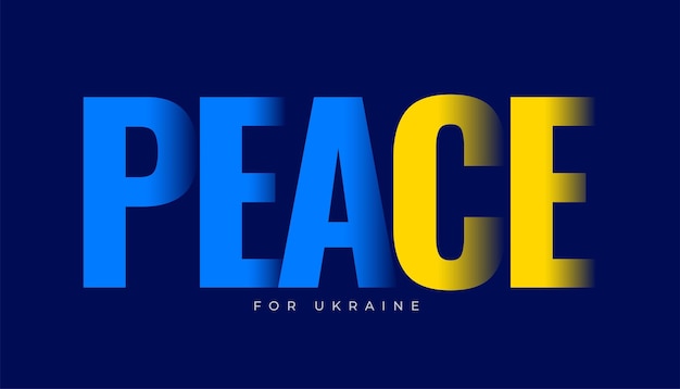 Peace wrd written in ukraine flag colors to stop the war