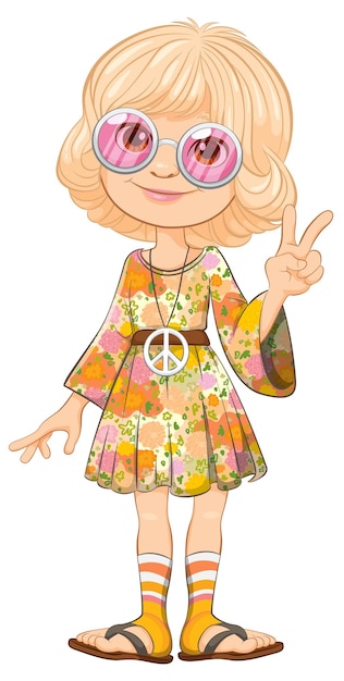 Free Vector peaceful hippie girl vector illustration