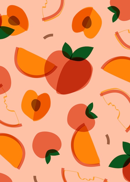 Free Vector peach fruit memphis style