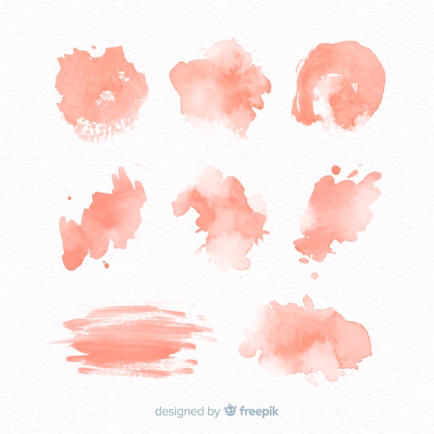 Peach watercolor brush stroke collection