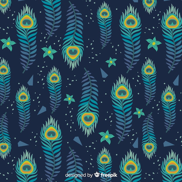 Peacock feather pattern collection with flat design