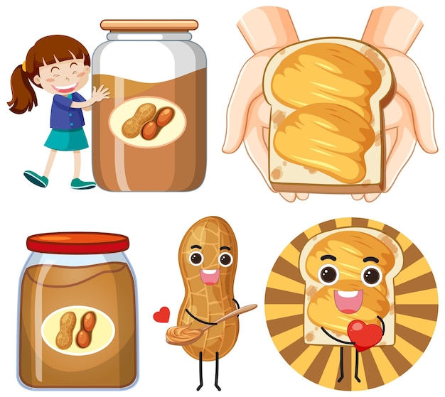 Free Vector peanut butter elements and icons set