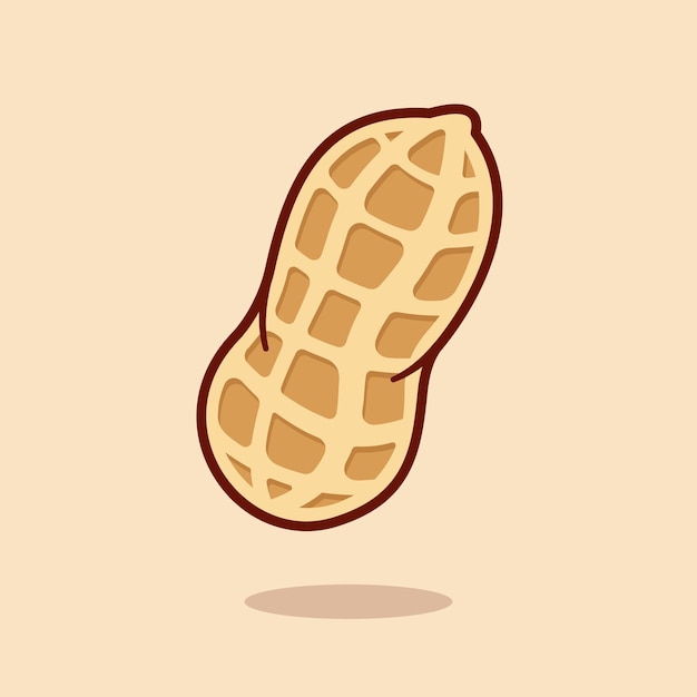 Peanut Cartoon illustration. Premium Cartoon Vector Icon Illustration. Food Object Icon Isolated