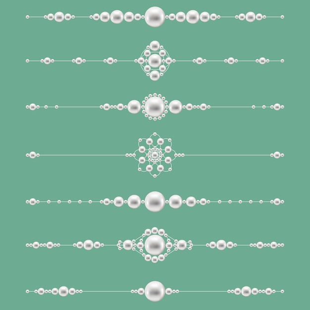 Free vector pearl jewelry dividers. decoration with elegant gemstone.   illustration