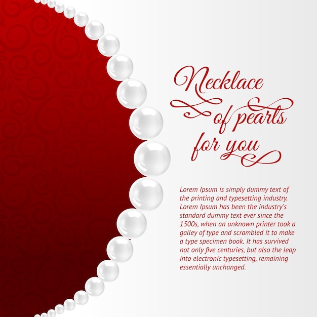 Free Vector pearl necklace on red.