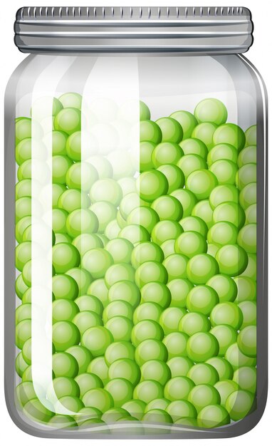 Peas in the glass jar