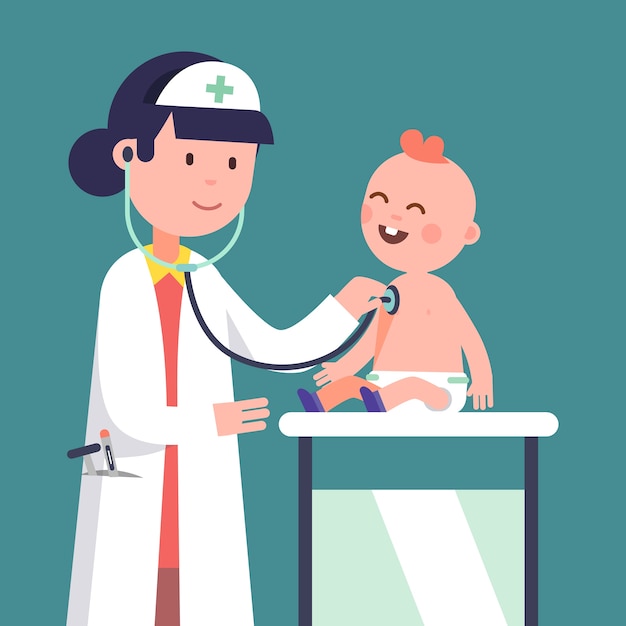 Free Vector pediatrician doctor woman examining baby boy