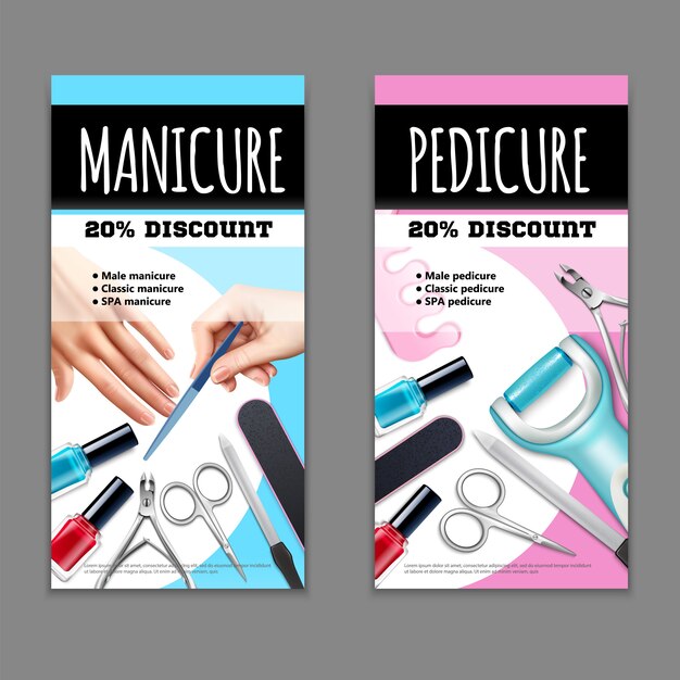 Pedicure And Manicure Banners Set