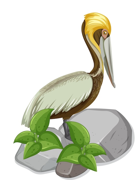 Free Vector pelican bird standing on stone