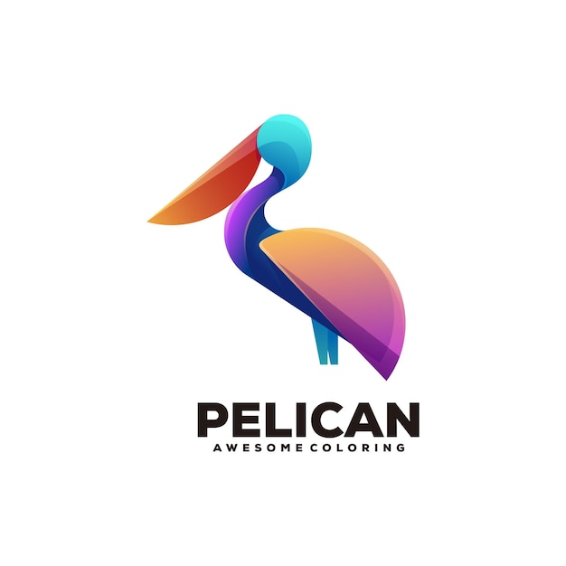 Free vector pelican gradient colorful logo illustration